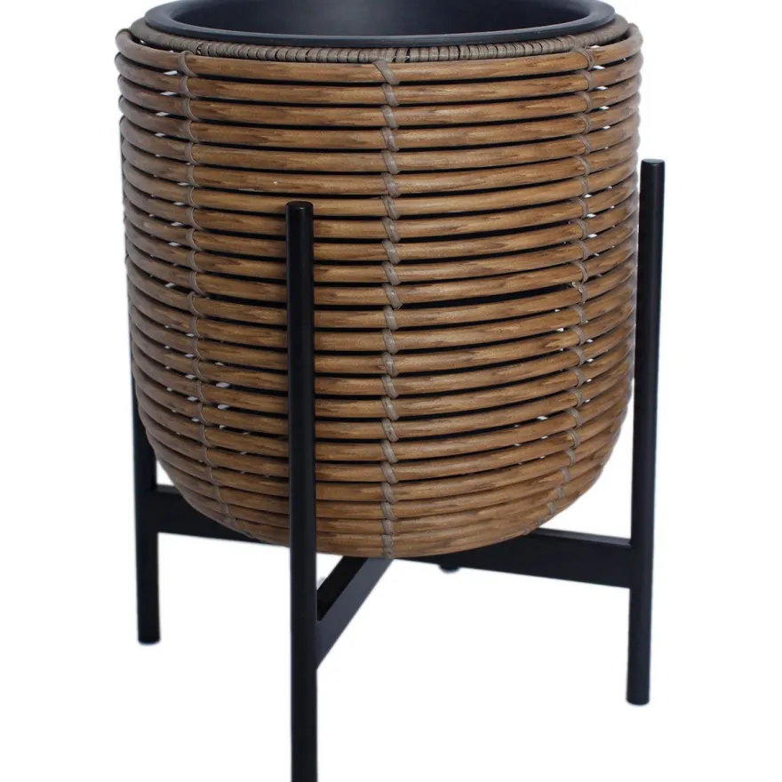 Kukkaruukku Home4You WICKER telineen kanssa 30x30xK38 cm, eri värejä