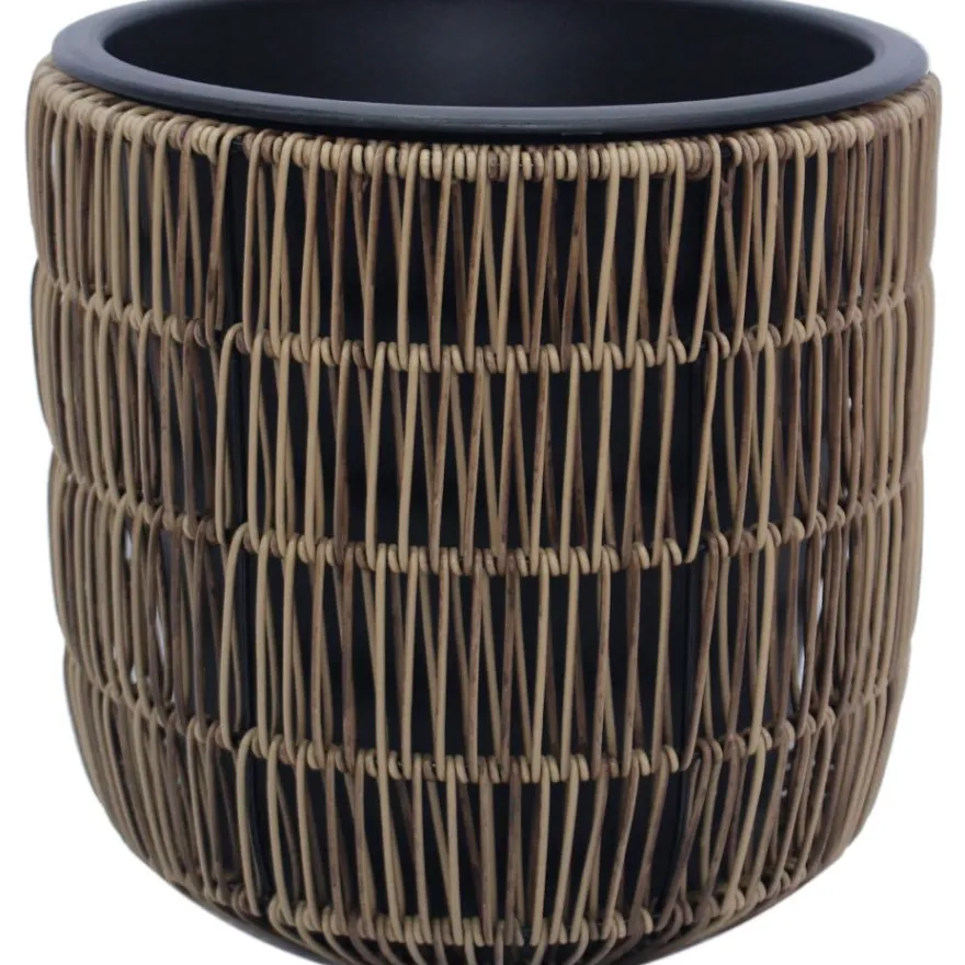 Kukkaruukku Home4You WICKER Ø27xK28 cm, vaaleanruskea