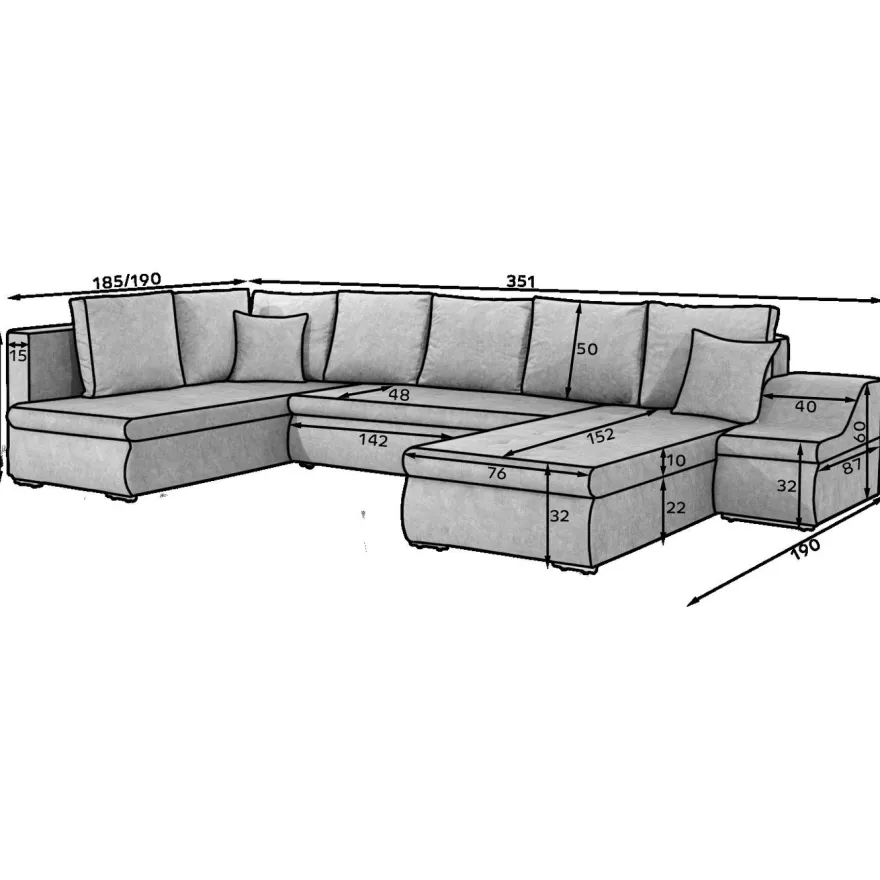 Kulmasohva Eltap Giovanni, vuodeominaisuudella