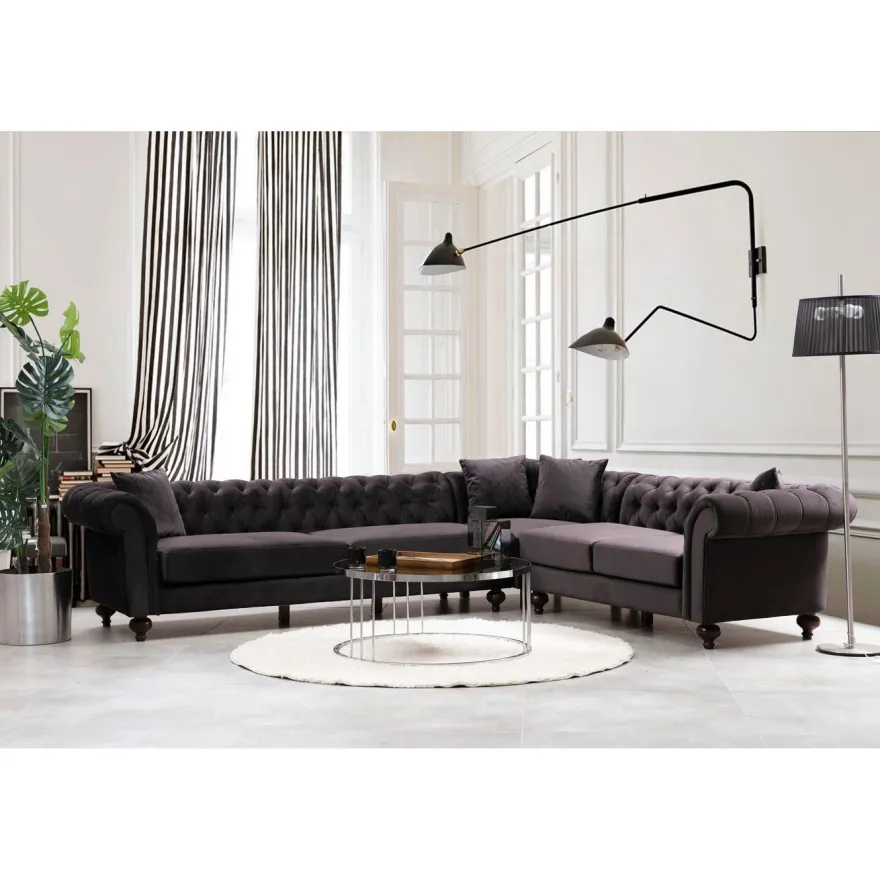 Kulmasohva Linento Furniture Bogart, oikea, ruskea