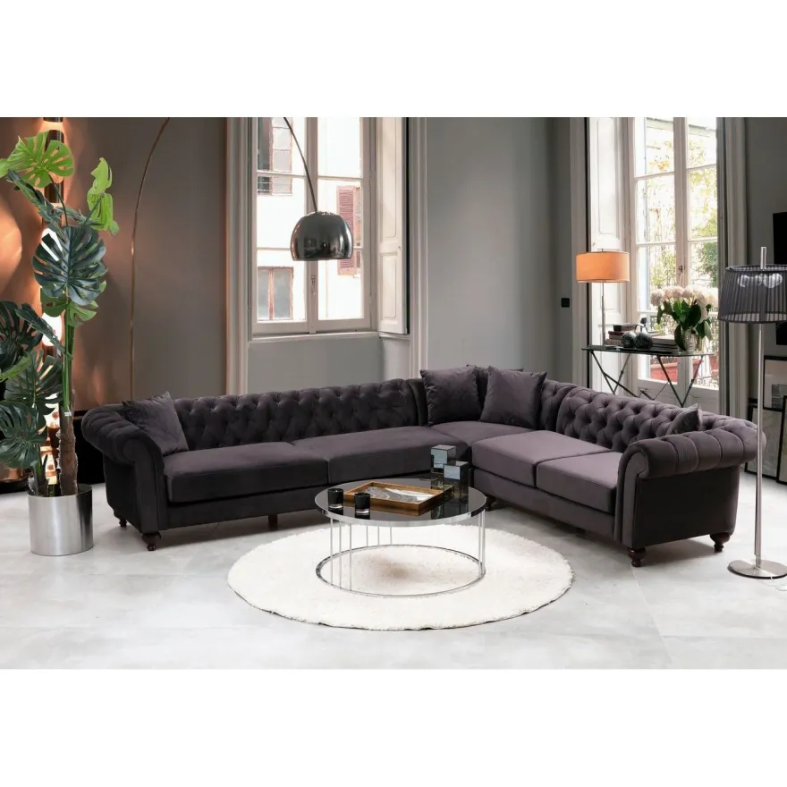 Kulmasohva Linento Furniture Bogart, oikea, ruskea