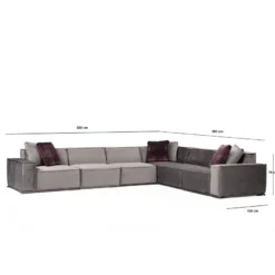 Kulmasohva Linento Furniture Lego, 6-istuttava, 388x300cm, oikea, harmaa/vaaleanharmaa
