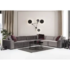 Kulmasohva Linento Furniture Lego, 6-istuttava, 388x300cm, oikea, harmaa/vaaleanharmaa