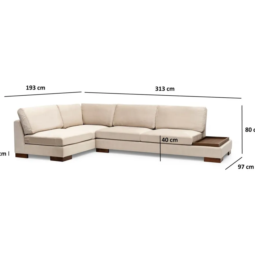 Kulmasohva Linento Furniture Tulip, vasen, eri värejä