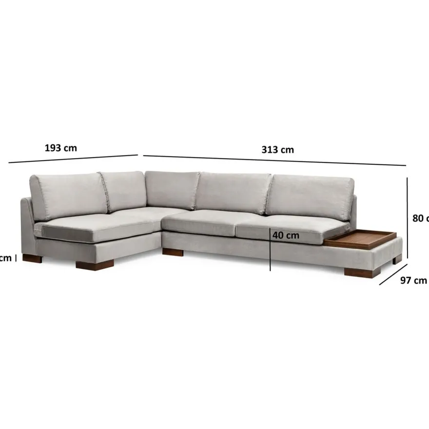 Kulmasohva Linento Furniture Tulip, vasen, eri värejä