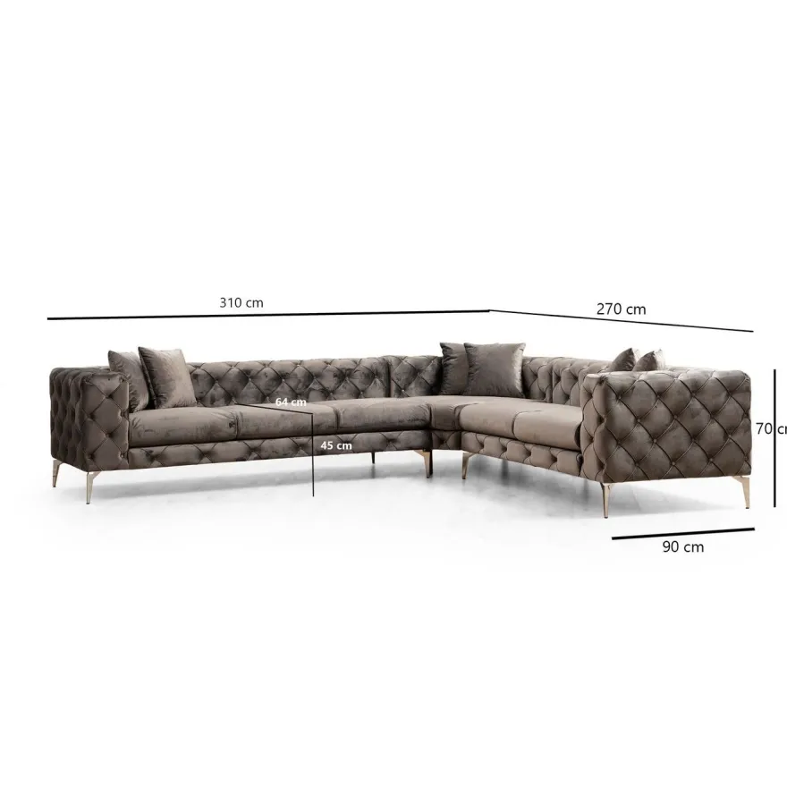 Kulmasohva Linento Furniture Como L, 270x310cm, eri värejä