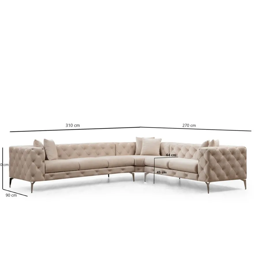 Kulmasohva Linento Furniture Como L, 270x310cm, eri värejä