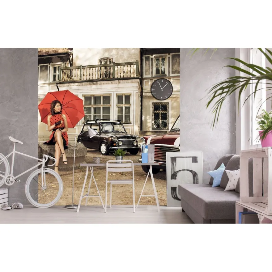 Kuvatapetti Dimex Retro, 225x250cm, beige, kaupunkikuosi