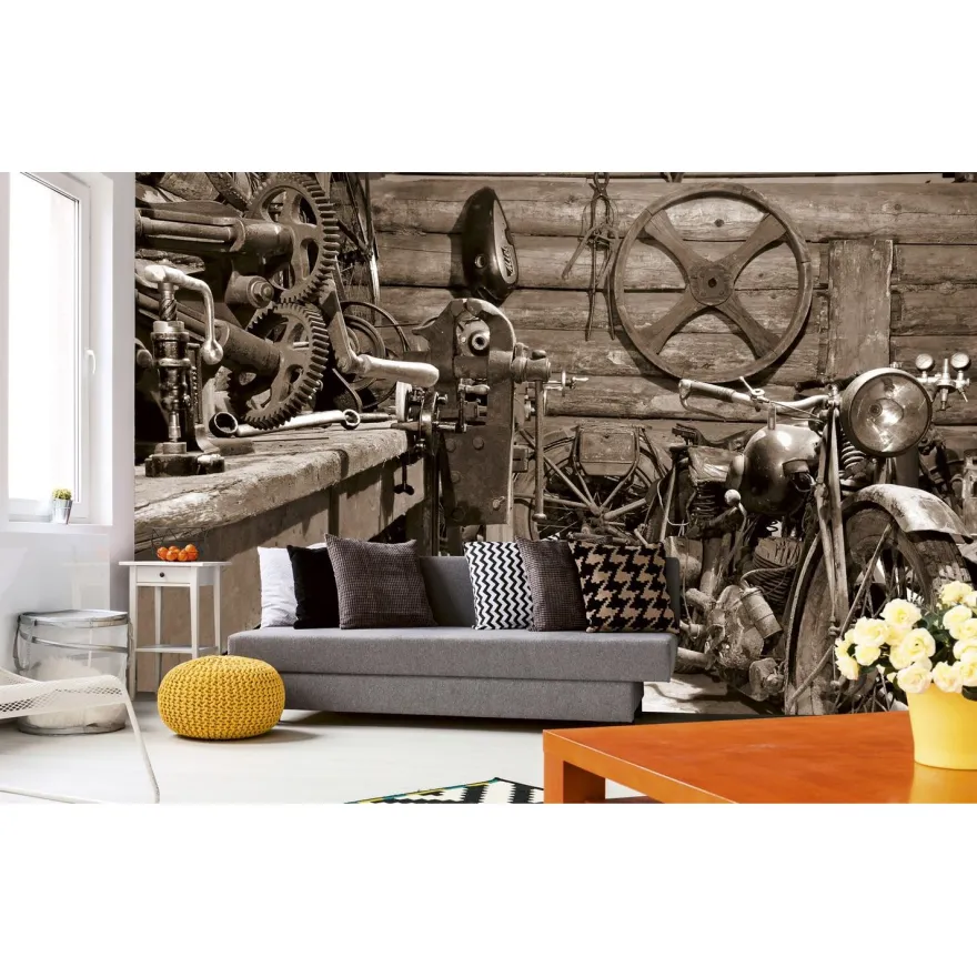 Kuvatapetti Dimex Vintage Garage, 375x250cm, ruskea