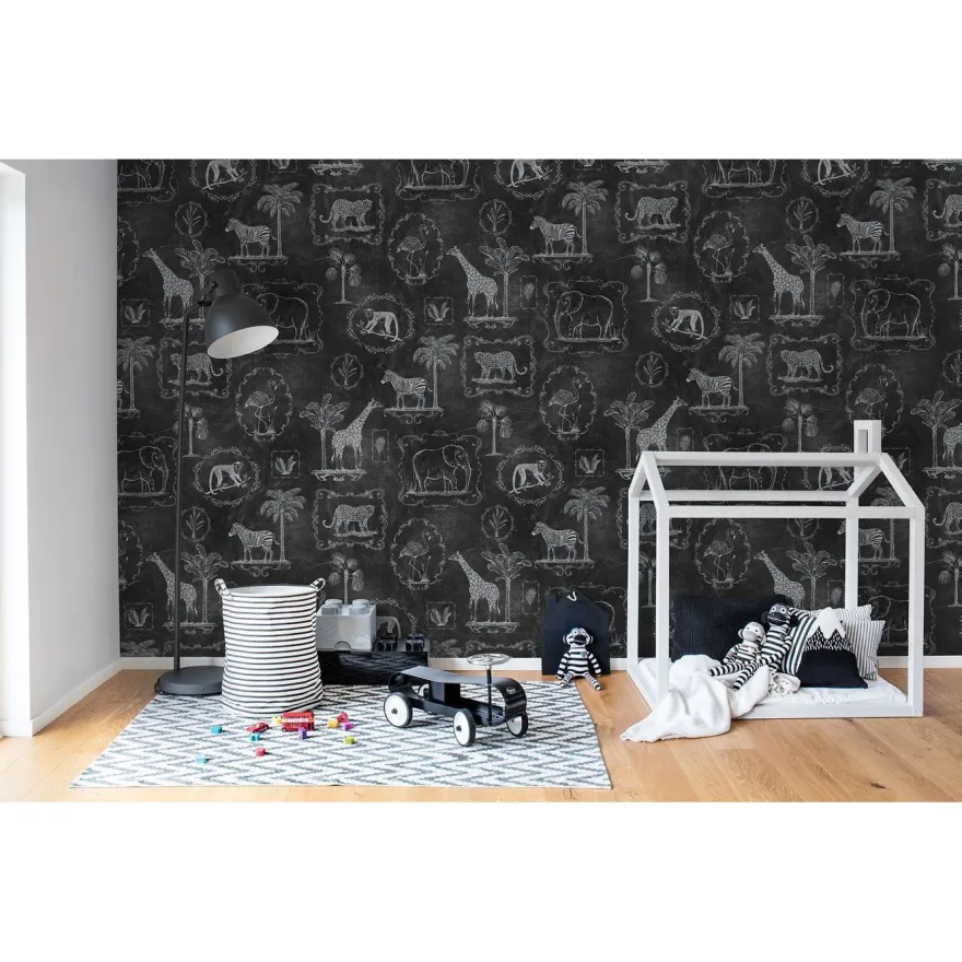 Kuvatapetti Rebel Walls Animal Party Blackboard, non-woven, mittatilaus