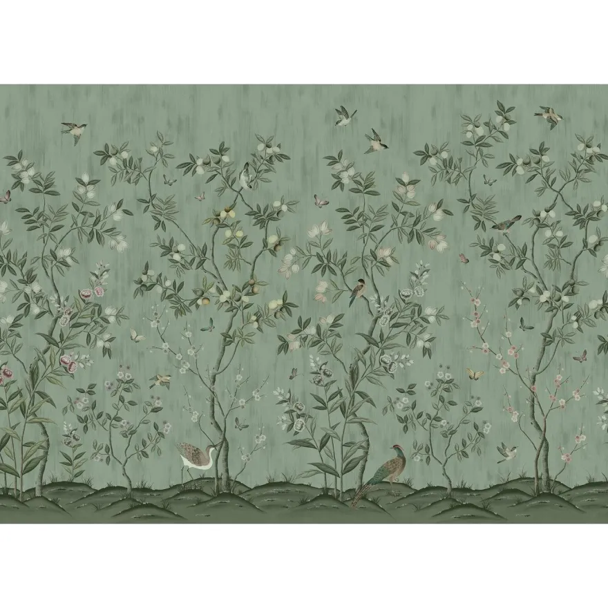 Kuvatapetti Rebel Walls Chinoiserie Chic Jade, non-woven, mittatilaus