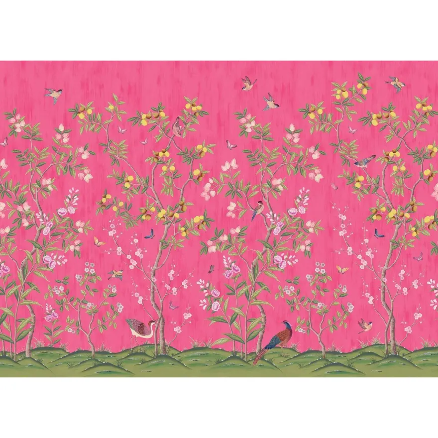 Kuvatapetti Rebel Walls Chinoiserie Chic Fuchsia, non-woven, mittatilaus