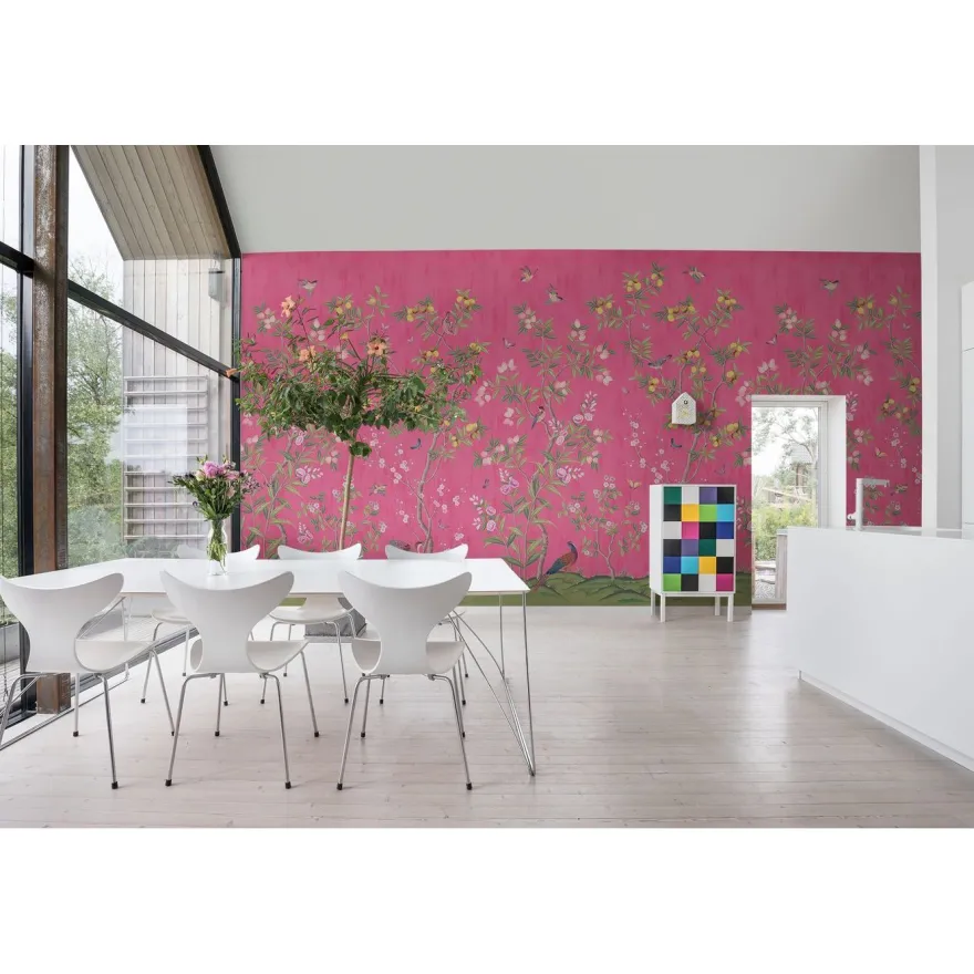 Kuvatapetti Rebel Walls Chinoiserie Chic Fuchsia, non-woven, mittatilaus