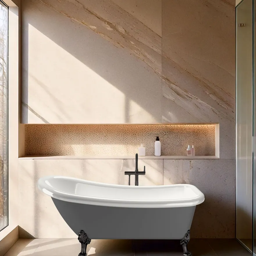 Kylpyamme Bathlife Ideal, 1530x760 mm, harmaa, eri tassuja