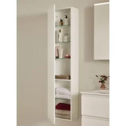 Kylpyhuoneen korkea kaappi Hafa Go Compact, 155.5x40x20cm, hyllyillä, eri värejä
