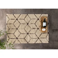 Kylpyhuoneen matto Venture Home Petrus, 60x90cm, puuvilla, beige/ruskea