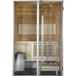 Kylpyhuonesauna Sirius Formula, 1200x1240, eri materiaaleja