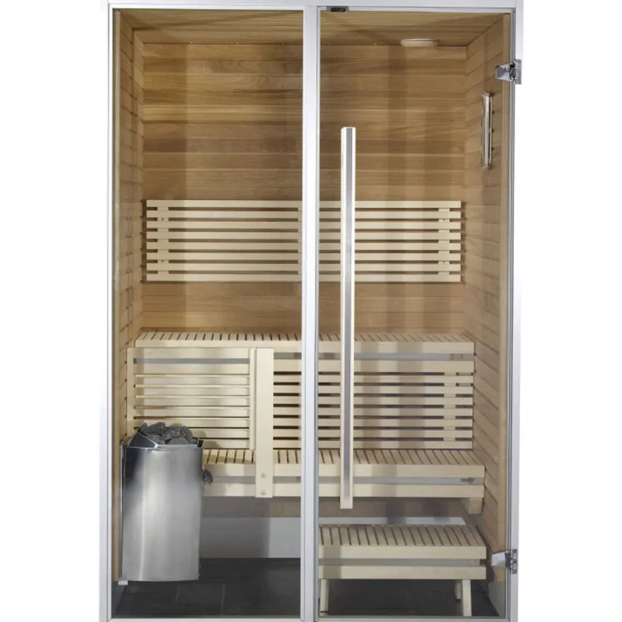 Kylpyhuonesauna Sirius Formula, 1200x1240, eri materiaaleja