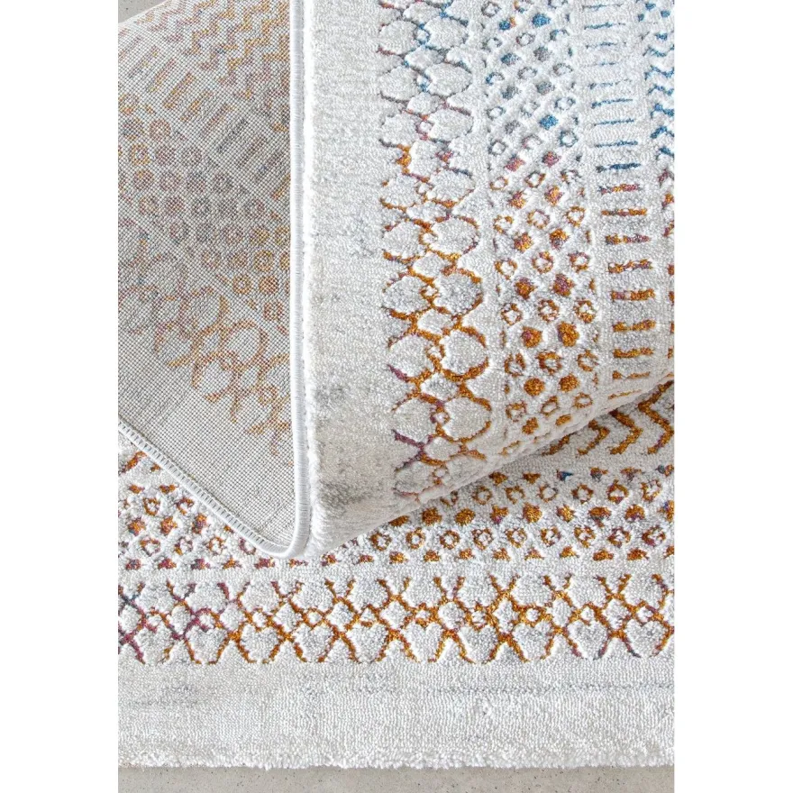 Käytävämatto Linento Paradise M0147 80x300cm luonnonvalkoinen/sininen