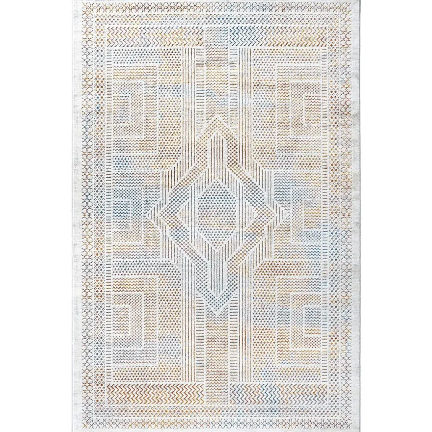 Käytävämatto Linento Paradise M0147 80x300cm luonnonvalkoinen/sininen