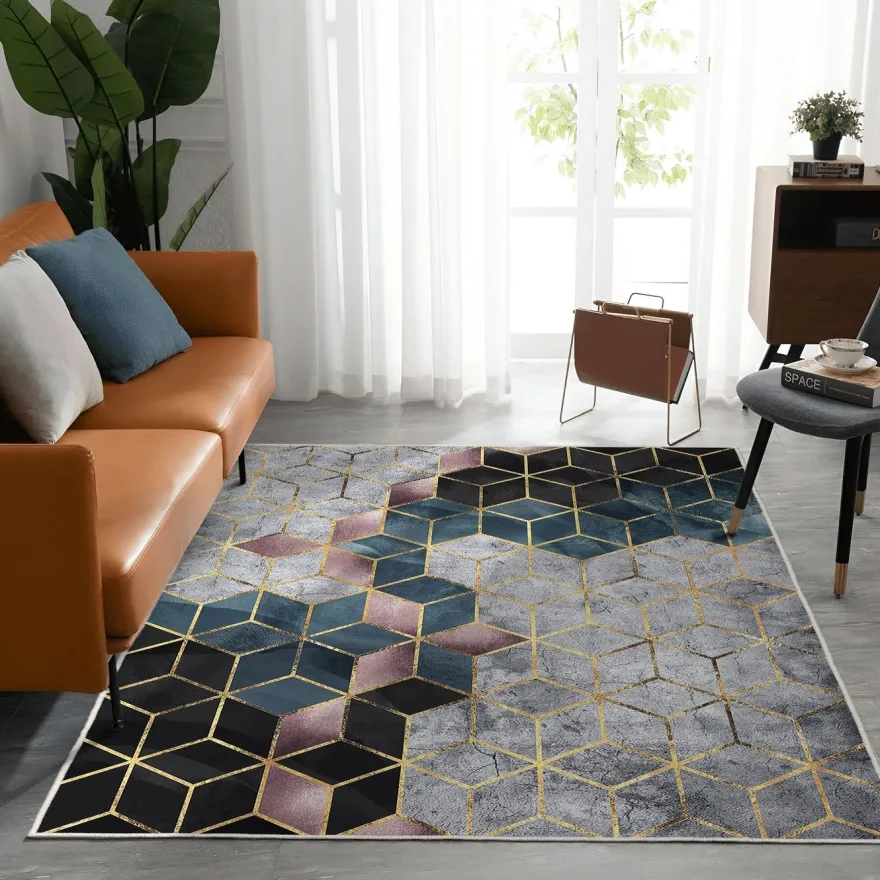 Käytävämatto Linento Tosca sininen/harmaa/kulta, eri kokoja