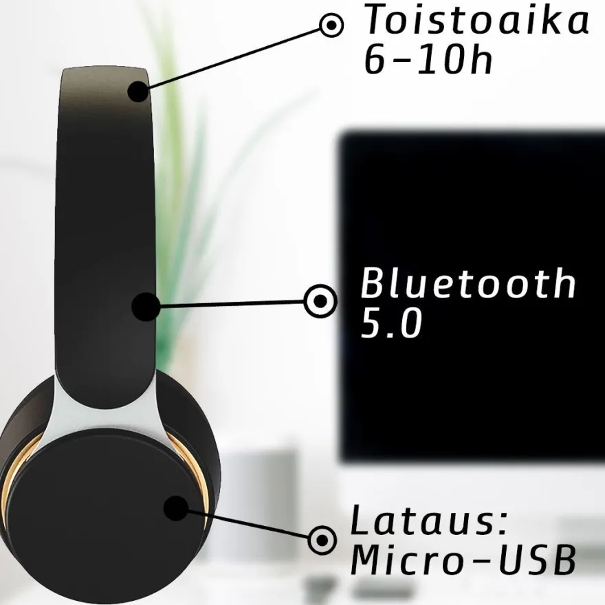 Langattomat sankakuulokkeet Kuura Kuura Bass Black