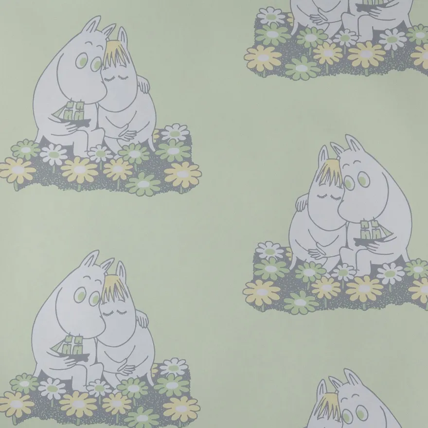 Lastenhuoneen tapetti Sandudd Muumi 4909-5, 0,53x11,2m, vihreä, non-woven