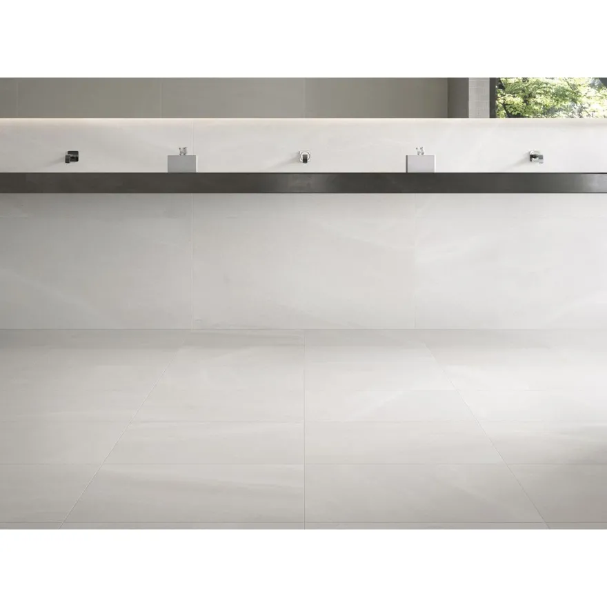 Lattialaatta Pukkila Landstone White, himmeä, sileä, 598x598mm