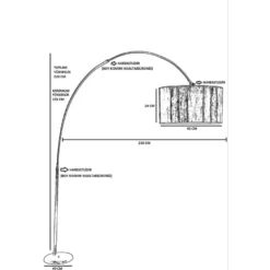 Lattiavalaisin Linento Lighting Coronita, 155cm, harmaa