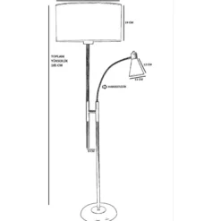 Lattiavalaisin Linento Lighting Forza, 165cm, lukuvalolla, kromi/beige