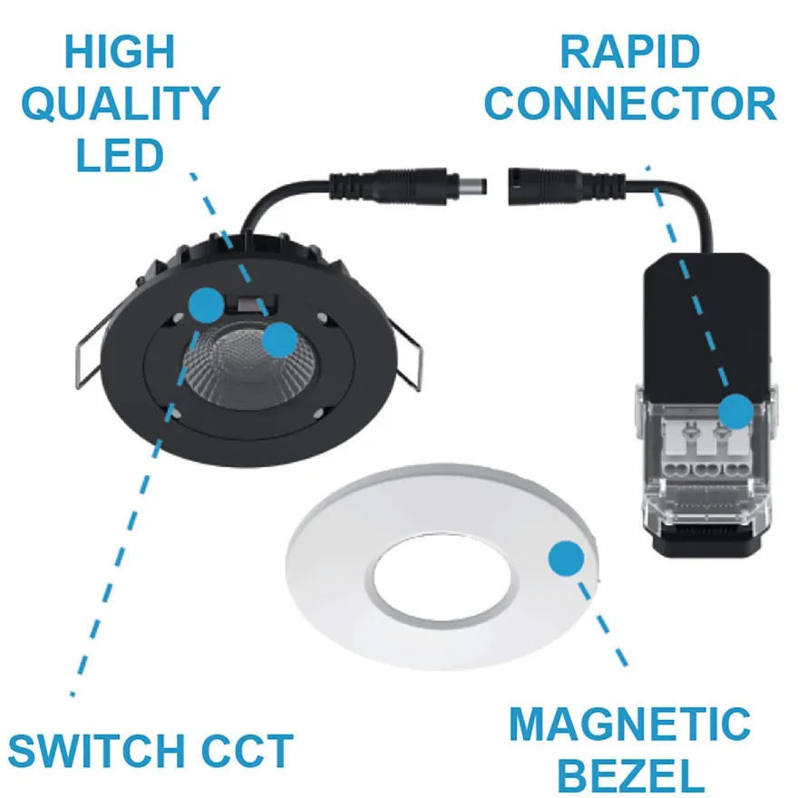LED-alasvalo FocusLight Halo, 3 CCT, IP65/IP20