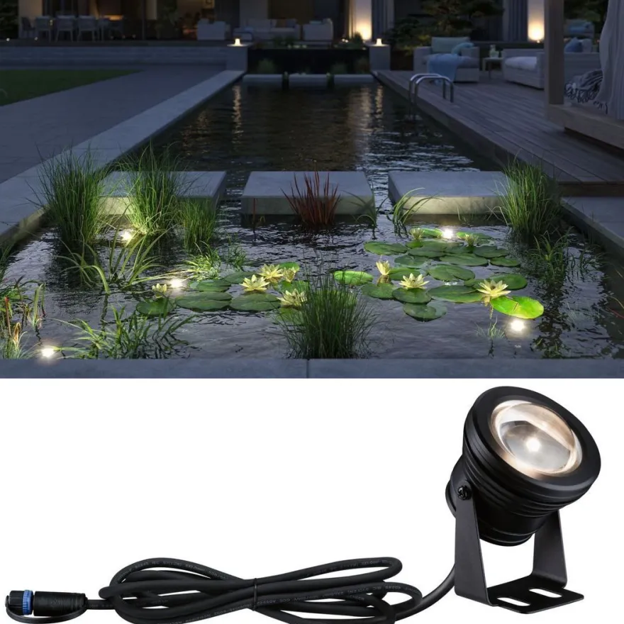 LED-allasvalaisin Paulmann Plug & Shine, IP68, 3000K, 5W, musta