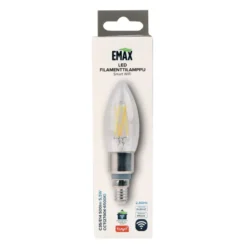 LED-filamenttilamppu Emax Smart Home WIFI, C35/E14, 5.5W, 500lm, CCT 2700-6500K, himmennettävä