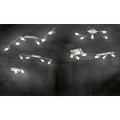 LED-Kattospotti Trio Clapton, 1500x80x240 mm, 6-osainen harjattu alumiini