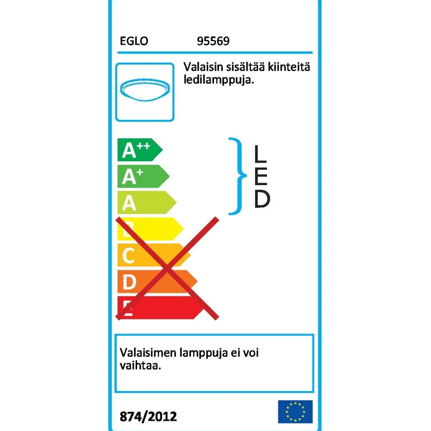 LED-kattovalaisin Eglo Lasana 1, 500x500mm, kromi 95569