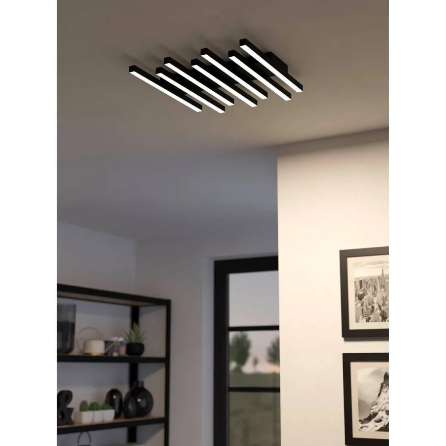 LED-Kattovalaisin Eglo Padulari, 25.6W, 53,5x47cm, värivaihto + kaukosäädin, musta/valkoinen