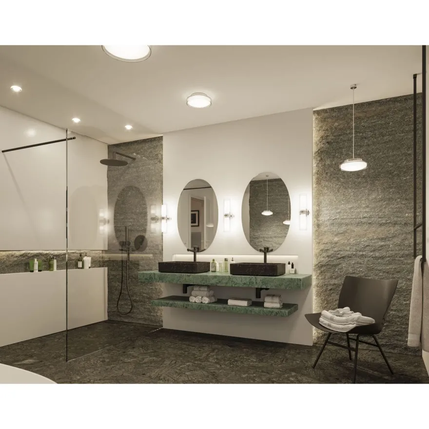 LED-kattovalaisin Paulmann Luena, 25cm, IP44, 3000K, kromi