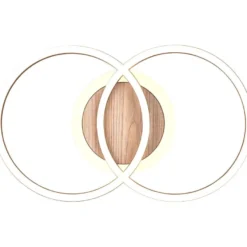 LED-kattovalaisin Trio Giro, pyöreä, mattamusta/puu