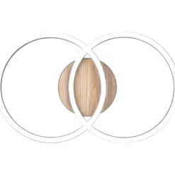 LED-kattovalaisin Trio Giro, pyöreä, mattamusta/puu