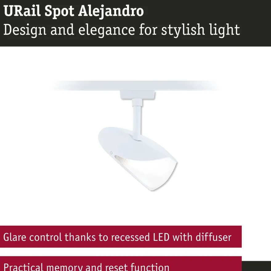 LED-kiskospotti Paulmann URail Alejandro 800lm 10W 3-Step-Dim himmennettävä, eri vaihtoehtoja