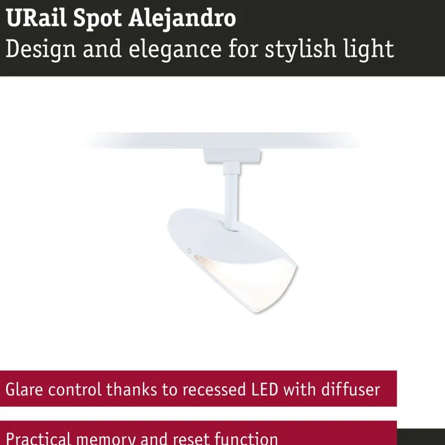 LED-kiskospotti Paulmann URail Alejandro 800lm 10W 3-Step-Dim himmennettävä, eri vaihtoehtoja