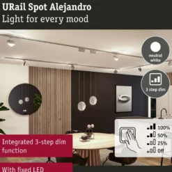 LED-kiskospotti Paulmann URail Alejandro 800lm 10W 3-Step-Dim himmennettävä, eri vaihtoehtoja