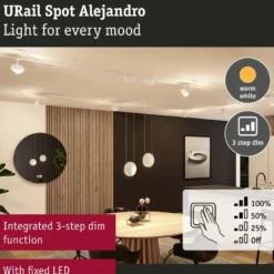 LED-kiskospotti Paulmann URail Alejandro 800lm 10W 3-Step-Dim himmennettävä, eri vaihtoehtoja