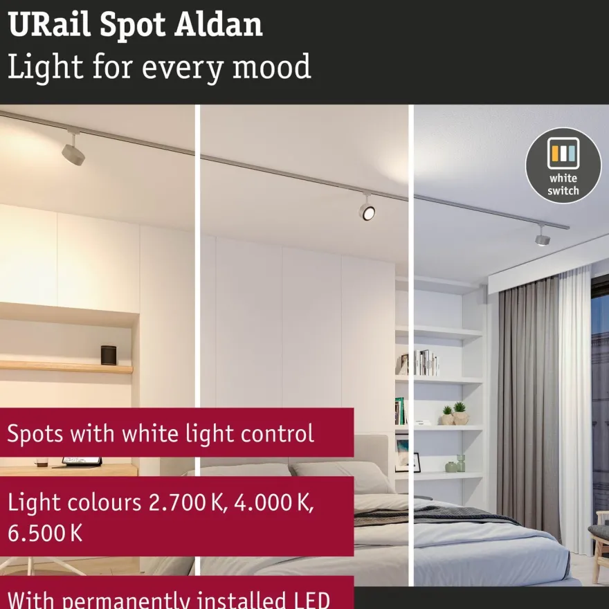LED-kiskospotti Paulmann URail Smart Home Zigbee 3.0 Aldan 500lm 8W