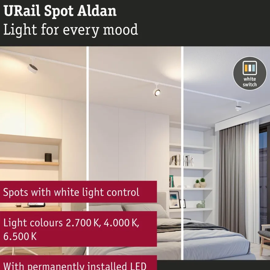 LED-kiskospotti Paulmann URail Smart Home Zigbee 3.0 Aldan 500lm 8W