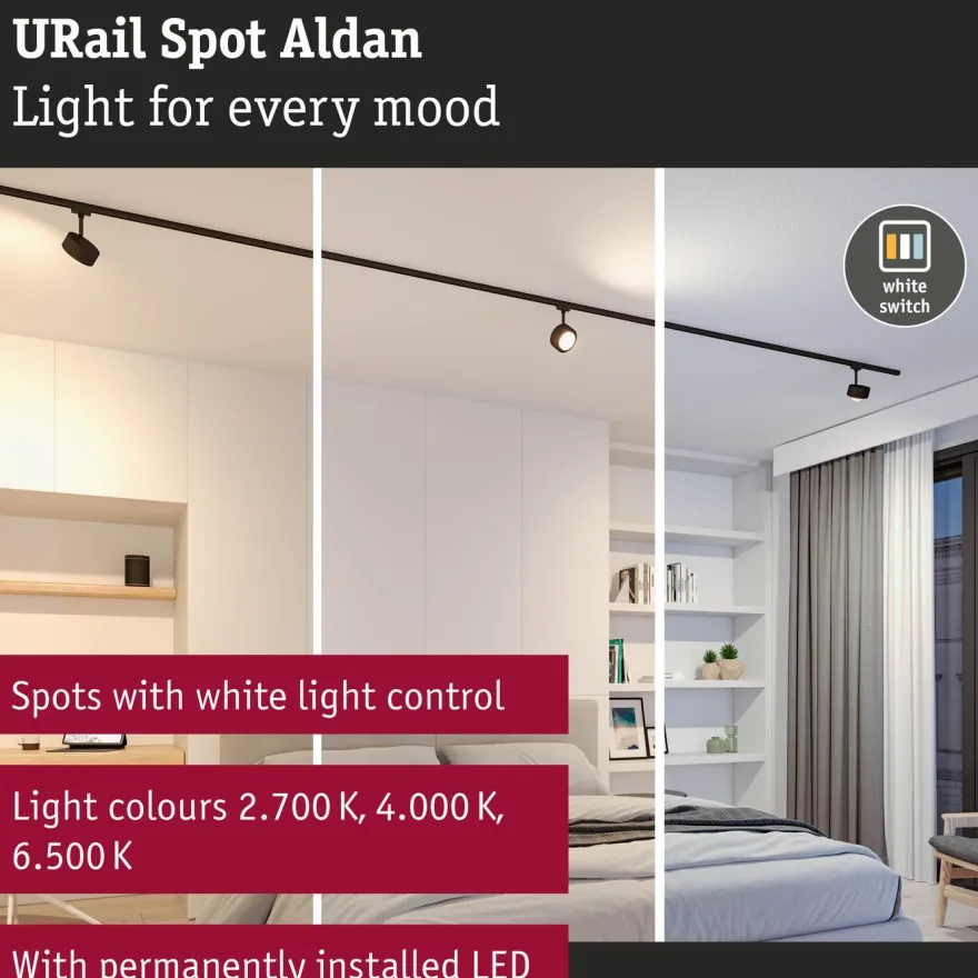LED-kiskospotti Paulmann URail Smart Home Zigbee 3.0 Aldan 500lm 8W