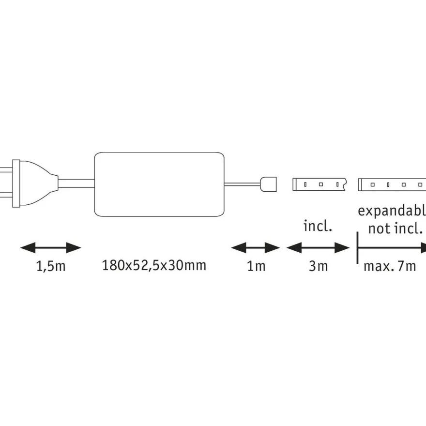 LED-Nauhasetti muuntajalla Paulmann Max 1000 Basic Set, 3m, 2700K