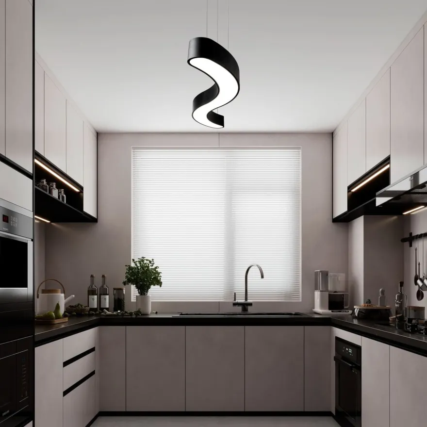 LED-riippuvalaisin Linento Lighting Wave-15505, 121cm, 3000K, musta