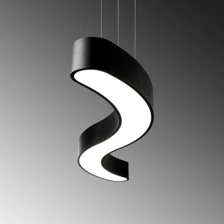 LED-riippuvalaisin Linento Lighting Wave-15505, 121cm, 3000K, musta