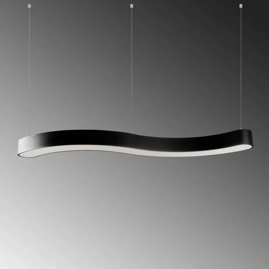 LED-riippuvalaisin Linento Lighting Wave-15505, 121cm, 3000K, musta